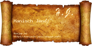 Hanisch Jenő névjegykártya